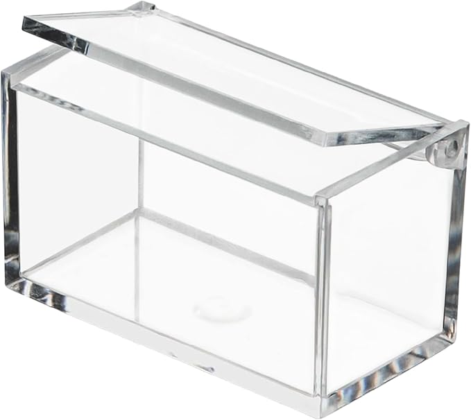 Hammont Clear Acrylic Box with Hinged Lid – Small Plastic Organizer for Office, Desk, Makeup, Crafts, Cotton Balls, Jewelry & More | 3.5"x2"x2" (6 Pack)