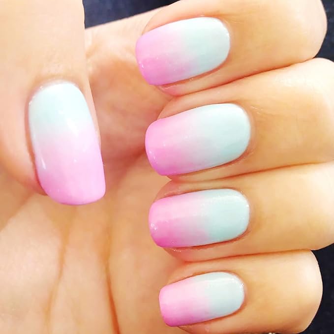 SILPECWEE 7Pcs Ombre Brush For Gel Nails Acrylic Nail Art Brush Fan Nail Brush Nail Gradient Pen Nail Sponges Pens Nail Art Tools For Salon&DIY