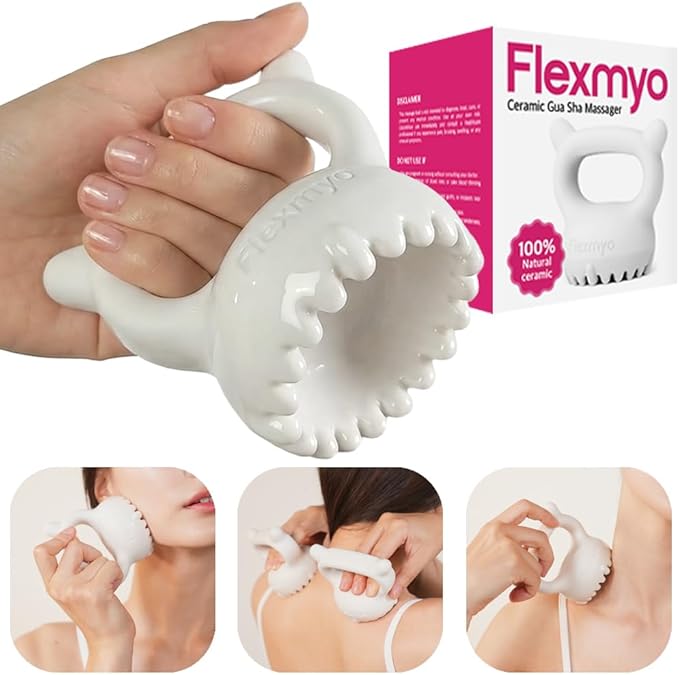 Flexmyo Ceramic Gua Sha Fascia Tool – Korean Body & Face Massager for Lymphatic Drainage, Cellulite, Muscle Recovery & Trigger Point Relief – US Patented