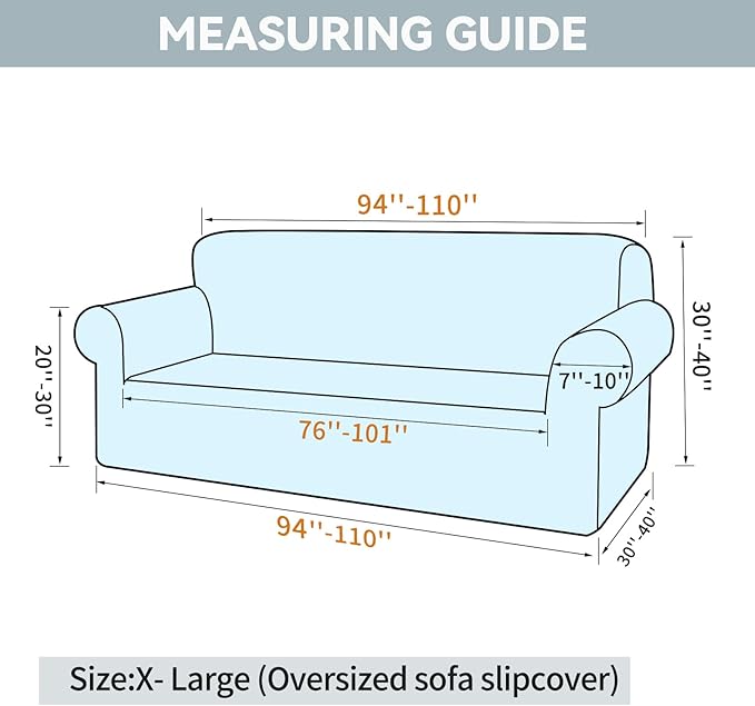 LURKA Stretch Oversized Sofa Slipcovers 1 Piece Couch Covers for 3 Cushion Couch Sofa Furniture Protector Full Sofa Covers with Elastic Bottom for Kids and Pet (Brown, X-Large)