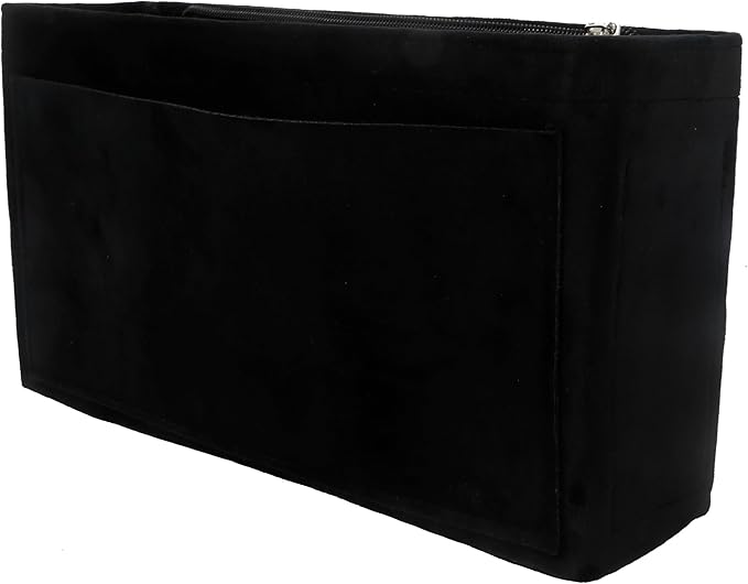 Purse Organizer Insert, Suede Bag Organizer Handbag Tote Shaper, Suede Material, Soft and Non Damaging Bag (Black, Medium)
