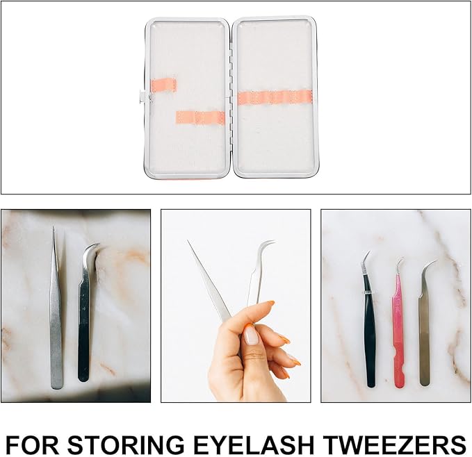 FRCOLOR Eyelash Storage Bag Portable Tweezers Case Compact Lash Organizer Travel Makeup Cosmetic Brush Tool Holder with Multiple Compartments