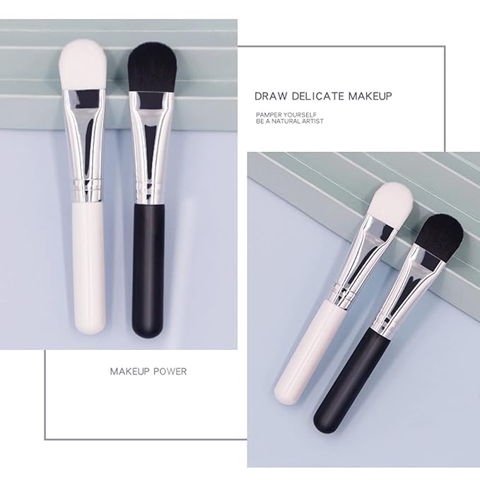 Facial Mask Application Brush, Black+Silver Soft Man-made Fiber Brush Head Cosmetic Tool for Body Lotion, Mud, Clay, Charcoal Mixed Mask