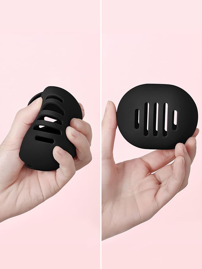 Makeup Sponge Holder,Double-sided Breathable Silicone Beauty Blender Holder,Integrated Make Up Sponge Travel Case for All Sponges,Black