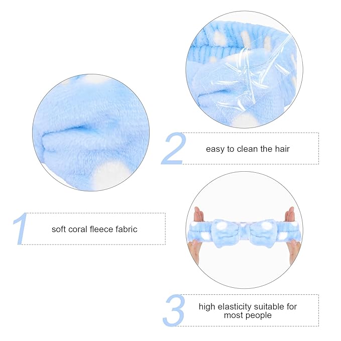 Semato Bachelorette Party Favor Set Bride & Bridesmaid Spa Headband for Women Gifts Party Supplies (1 bride+ 7 blue dot)