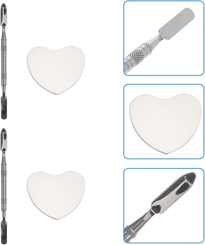 2 Sets Ring Palette Small Love Heart Tray Drawing Tray Cream Mixing Makeup Paint Small Drawing Plates Foundation Mixing Artist Painting Watercolor Painting Nail Stainless Steel