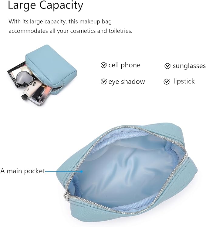 Makeup Bag Large Capacity Women's Classic Black Wash Bag Adjustable Partition Wash Brush and Cosmetic Carrying Bag (Phthalocyanine blue)