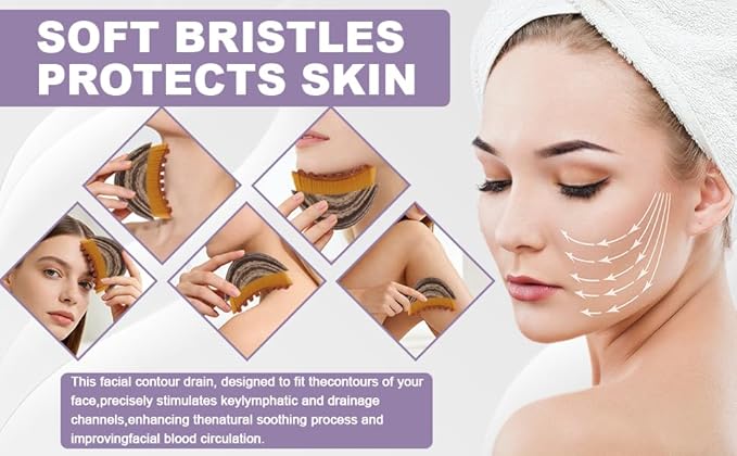 2pcs New Lymph Contour Facial Brush, Facial Lymphatic Drainage Massager, for improving Skin Luster, Facial Dryness Brush, can Relieve Fatigue, Enhance Temperament and Shape The face