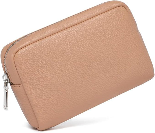 Makeup Bag Large Capacity Women's Classic Black Wash Bag Adjustable Partition Wash Brush and Cosmetic Carrying Bag (Camel pink)