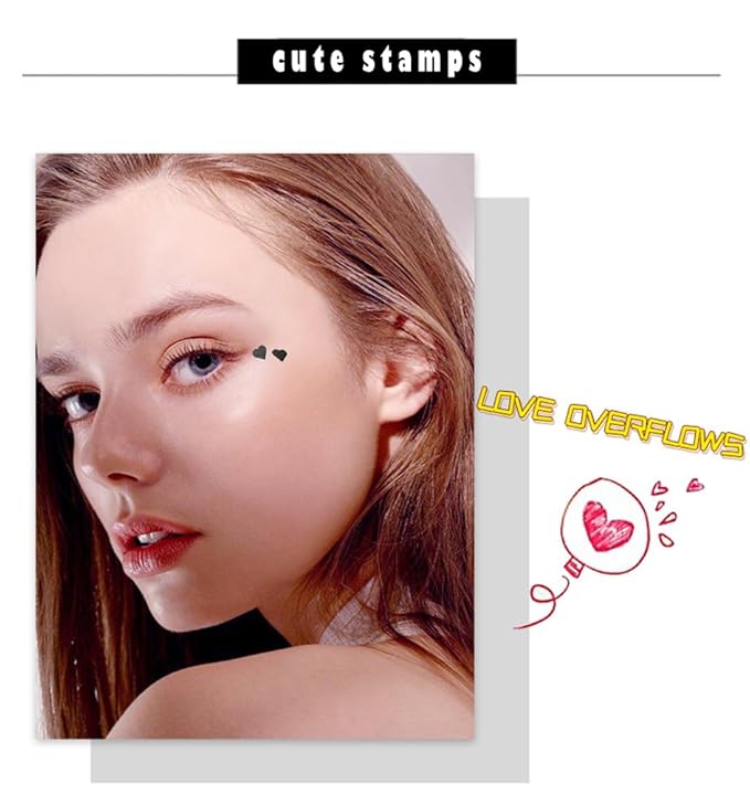 Face Stamp & Eyeliner Set, 4 PCs Black Shape Stamps and Felt Eye Liners, Dual ended 2-in-1 Eye Makeup Pen