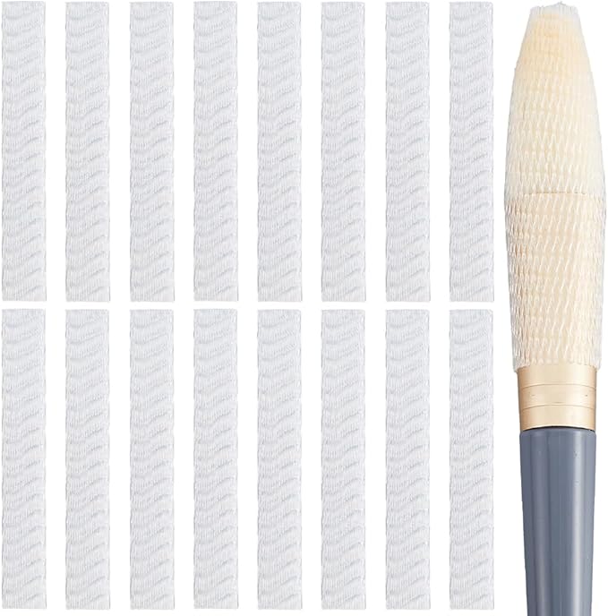 GORGECRAFT 200Pcs Makeup Brush Pen Guard Protector White Net Reusable Thread Spool Savers Expandable Mesh Cover Plastic Sewin Thread Netting Machine Embroidery Net for Sewing Eyeshadow Brush