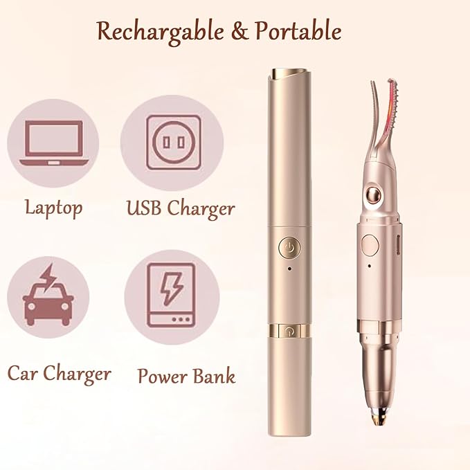 2 in 1 Heated Eyelash Curlers and Eyebrow Trimmer for Women, Electric Eyelash Curler with 2 Temperature Modes Anti-Burn USB Rechargeable Heated Eyelash Curler, Ideal Gift for Women GD912