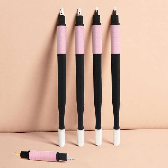 ACK OF 10 Mellie Microblading Disposable Pen 2 IN 1 - Sterilized Blade & Shade - Comfortable Silicone Grip With Pigment Sponge Microblade Best Eyebrow Supplies Kit (U18 NANO/U18)