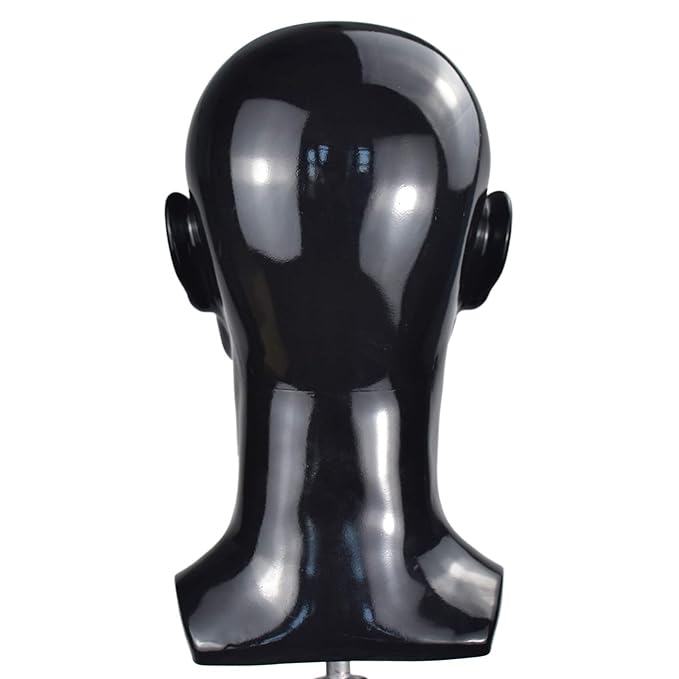 Ba Sha PVC Mannequin Head Black Male Manikin Dummy Stand Model Display Hat Scarf Wigs Hair Glasses Hat Beauty Styling Tool with Mount Hole