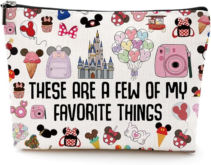 Vacation Trip Gift Fairytale Fans Makeup Bag Mouse Family Trip Snacks Cosmetic Bag Fairy Tales Gifts Cartoon Character Lover Gift Mouse Ice Cream Travel Toiletry Makeup Organizer Zipper Pouch