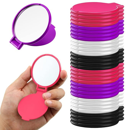 36 Pcs Compact Mirror Bulk Portable Round Makeup Mirror Mini Foldable for Purse Women Travel Daily Use Mother‘s Day Gifts (Pink,Purple,Black,White)