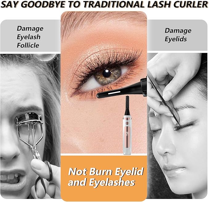 Heated Eyelash Curler - Heated Lash Curler Electric Eyelash Curler 4 Temp Settings for Makeup Tools for Achieving A Natural Curl and Long Lasting Eyelashes, Designed for Women, Snow White