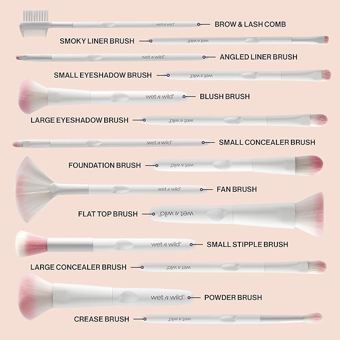 wet n wild Eyebrow and Liner Brush, Dual-Ended Precision, Angled for Definition, Ergonomic Handle for Comfortable Precision Control, Cruelty-Free & Vegan