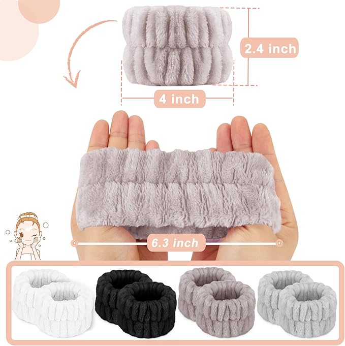 8 Pcs Microfiber Spa Wristbands with Absorbent Towels - Prevent Water from Spilling Down Your Arms for Women