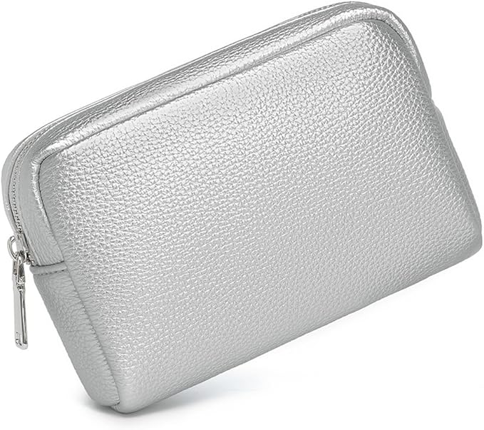 Makeup Bag Large Capacity Women's Classic Black Wash Bag Adjustable Partition Wash Brush and Cosmetic Carrying Bag (Pearl Silver)