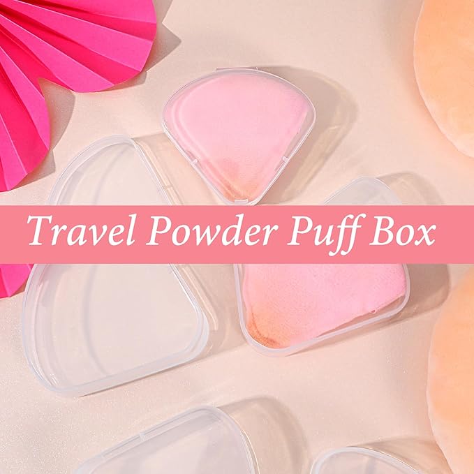12 PCS Powder Puffs Holder Cases Triangle Makeup Puffs Container Clear Make Up Sponge Storage Reusable Makeup Sponge Container Portable Cosmetic Puff Box Pocket Cosmetic Puff Box for Travel