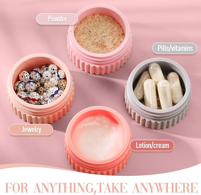 Maxcheck 4 Pcs Travel Containers for Toiletries 0.68 Oz/20 ml Small Silicone Cream Jar with Lid Mini Leakproof Lotion Jar Refillable Travel Cosmetic Container for Face Body Skin Cream (Elegant Color)