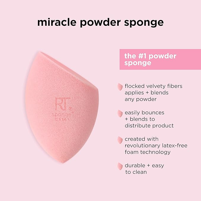 Real Techniques Iconic Blend + Set Makeup Sponge Duo, Makeup Blending Sponges, For Liquid, Cream, & Powder, Cloud Skin, Powder Sponge & Foundation Sponge, Latex-Free, Vegan & Cruelty Free, 2 Count