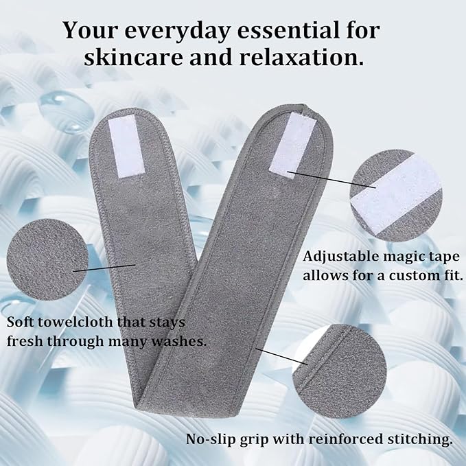 4 Pack Adjustable Makeup Headbands – Non-Slip Spa & Facial Hair Wrap, Washable Headband for Shower, Yoga, Gym, Salon & Home Use (Fits All), HZFD-BD