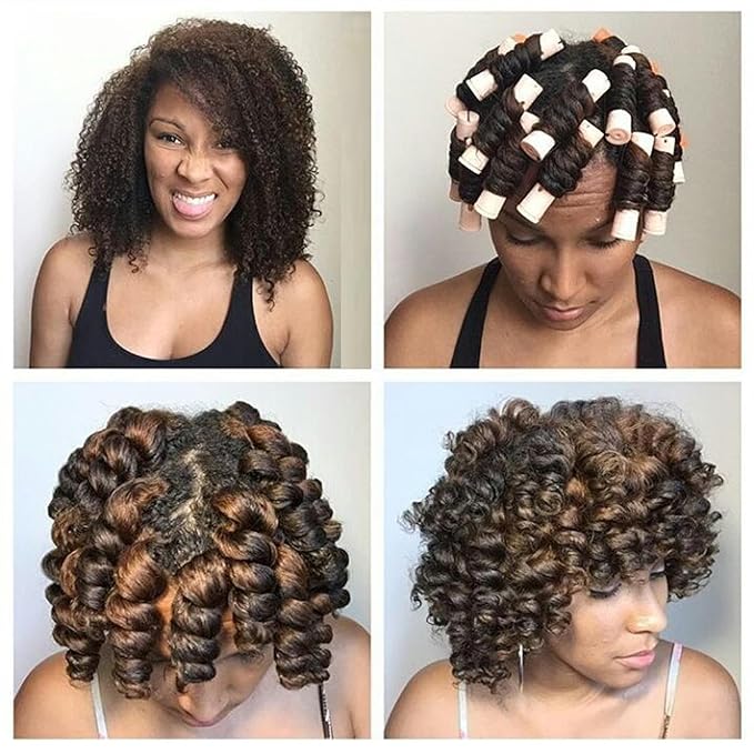 Perm Rods For Short Hair 40Pcs Beige Perm Rods For Black Women Plastic Curl Cold Wave Medium Size Peach Hair Rollers For Hair Styling Hairdressing Tools(Beige,40PCS)