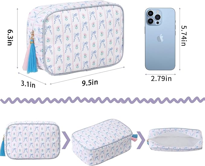 Makeup Bag Travel Cosmetic Bag Organizer Tassel Toiletry Bag Large Canvas Zipper Pouch Mahjong Tile Bag