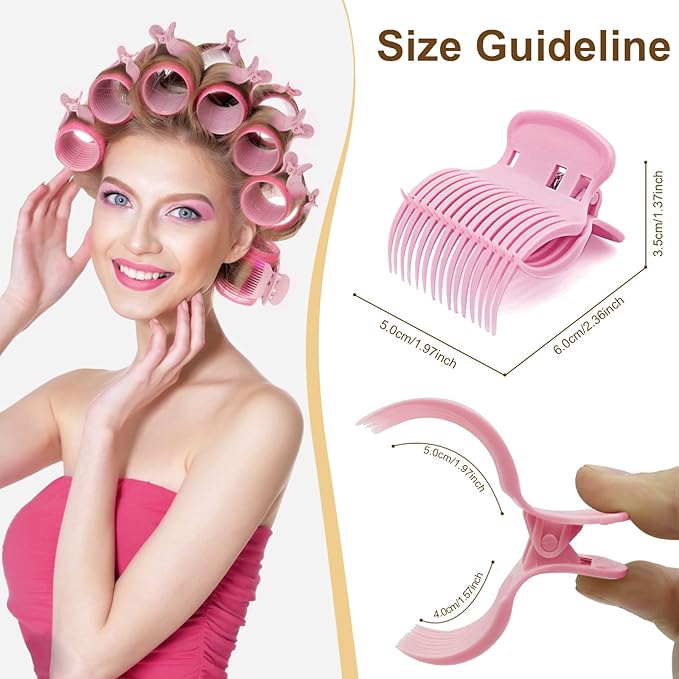 Hot Roller Clips -10PCS Hair Roller Clip - Hair Curler Claw Clip - Replacement Roller Clips for Women Girls Hair Section Styling - Pink