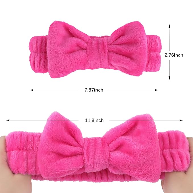 Jaciya Spa Makeup Headband 8 Packs Skincare Headband for Washing Face Spa Gifts for Women Bachelorette Party Favors Wedding Hair Accessories(Hot Pink)