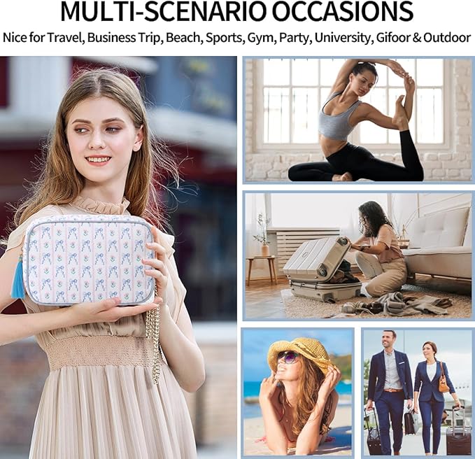Makeup Bag Travel Cosmetic Bag Organizer Tassel Toiletry Bag Large Canvas Zipper Pouch Mahjong Tile Bag