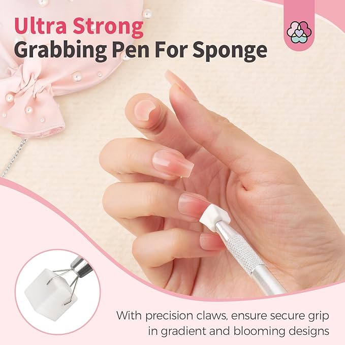 SAVILAND 100PCS Nail Sponges for Ombre: Nail Art Sponges with Storage Box Grabbing Pen Ombre Nail Sponge Gradient Nail Tools Aura Nails Ombre Nail Brush Accessories Supplies Home DIY Nail Art Salon