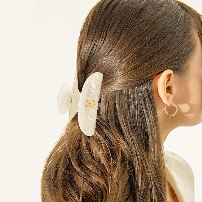 Preppy Hair Clips Hair Claws for Women Her - Personalized Cute Initial Hair Clips for Girlfriend Bridesmaid Wife Mom | Hair Claw Accessories for Friend | Birthday Gift Idea - Gold,C