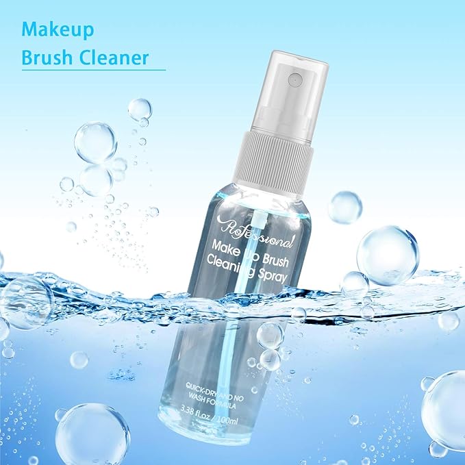 Makeup Brush Cleaner for Cosmetic Brushes, No-washing Quick Drying Deep Cleaning Spray Ideal for Makeup Brushes Sponges for Women Girls 3.38 oz