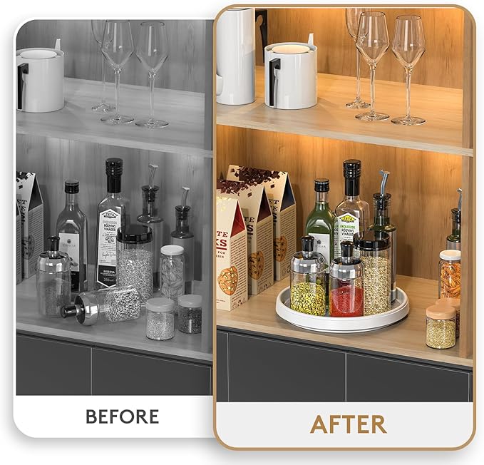 Lazy Susan Organizers for Kitchen Storage - 2 Set of Turntables for Cabinet, Pantry Organization Countertop,Vanity and Table,10 Inch Rotating Tray Spice Rack, Bathroom Fridge and Makeup Organizing