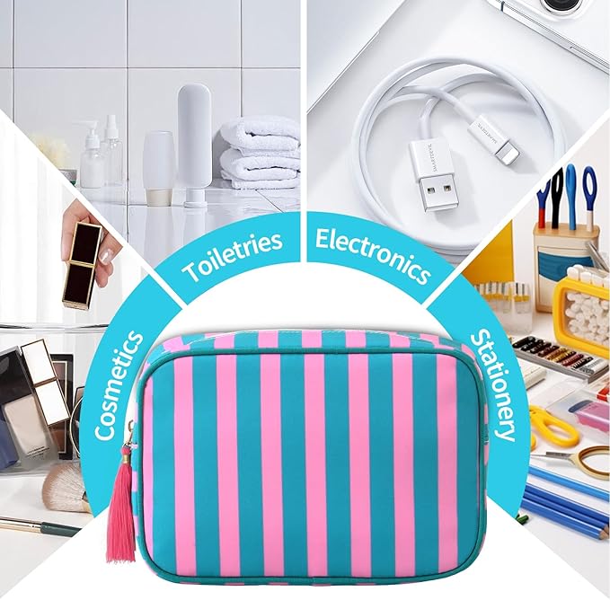 Makeup Bag Travel Cosmetic Bag Organizer Tassel Toiletry Bag Large Canvas Zipper Pouch Mahjong Tile Bag