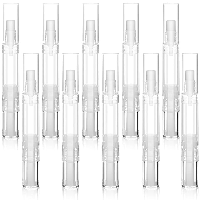 10 Pack 5 ML Cuticle Oil Pens, Empty Nail Oil Pen Transparent Twist Pens with Brush Tip Cosmetic Lip Gloss Containers Applicators Eyelash Growth Liquid Tube