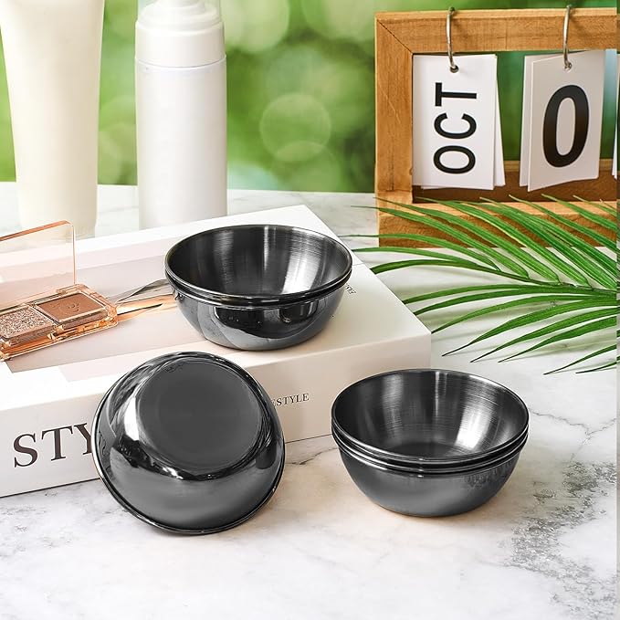 12 Pcs 3.23 In DIY Face Mask Mixing Bowl Stainless Steel Esthetician Facial Mask Bowl Facial Small Mixing Esthetician Supplies for Lady Women Skincare Home Salon Cosmetic Beauty (Black)