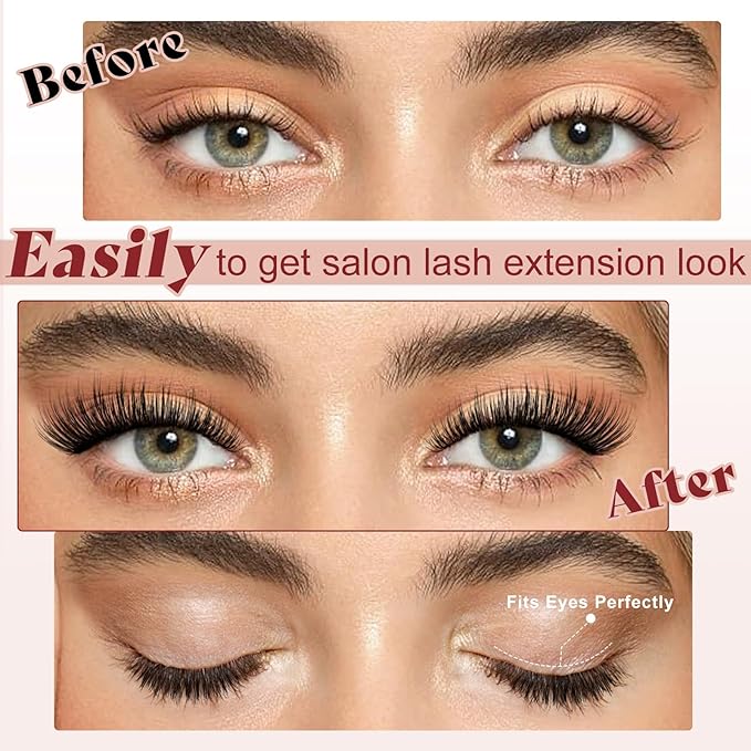 Higu clace Magnetic-Eyelashes 2 Pairs Magnetic Eyelashes with Applicator Soft Eyelashes Magnetic Lashes Natural Look Wispy pestañas magnéticas Without Eyeliner Easy to Wear and Remove(A+C03)