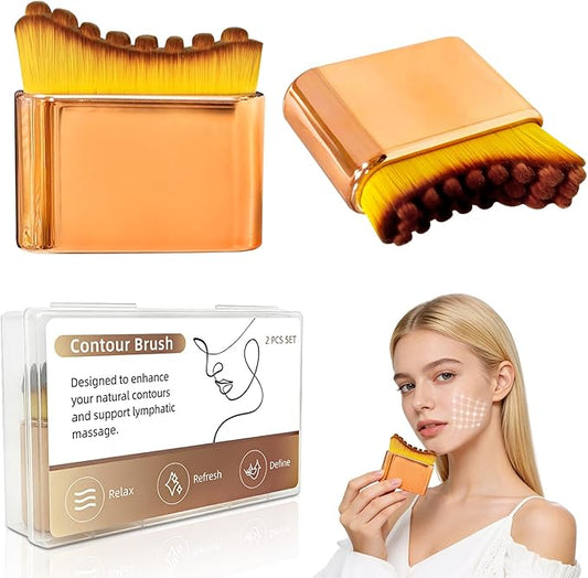 [Upgraded] Facial Lymphatic Contour Face Brush – Rounded Edge & Soft Bristles Sculpting Tool for Face, Lymphatic Drainage-Inspired Massage Brush for Skincare Routine
