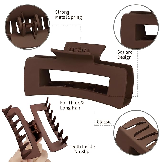 4.1 Inch Large Hair Claw Clips 12 Pcs Big Claw for Thick Hair Square Hair Clips Jumbo Jaw Clips Bulk Hair Accessories for women and Girls (Regular)