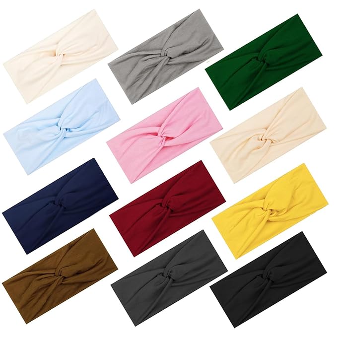 AKTVSHOW Headbands for Women 12PCS Non Slip Head Bands for Women's Hair, Wide Thick Hair Bands for Women, Trendy Hair Accessories for Women's Yoga, Workout, and Fashion
