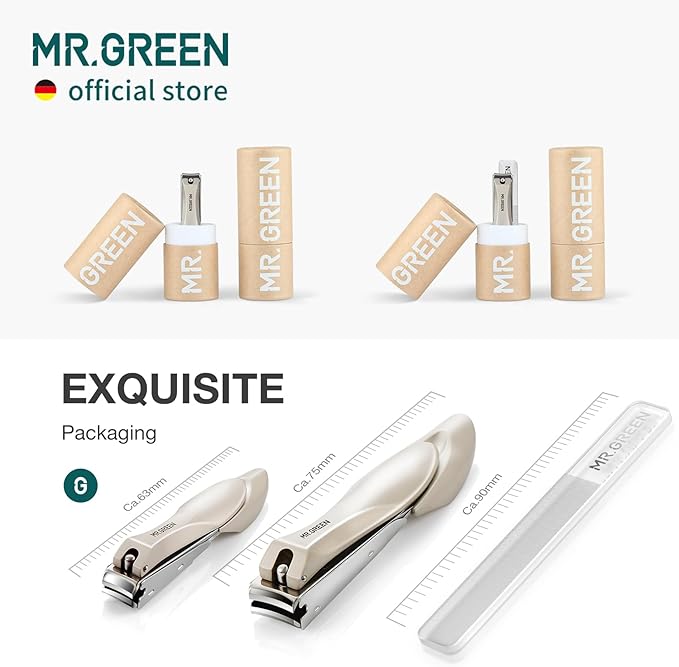 MR.GREEN Nail Clippers Stainless Steel Anti Splash Fingernail Cutter Manicure Tools Bionics Design Pedicure Scissor Nail Trimmer (Nail Clipper (Medium)+Nail File)