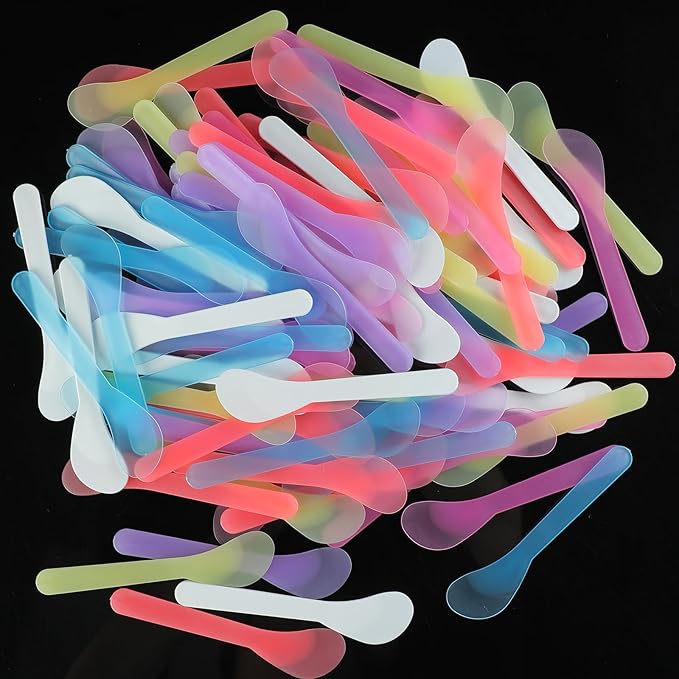 200 Pack Large Cosmetic Spatulas 5 Inch Plastic Makeup Spatulas Disposable Facial Skincare Face Mask Applicators (Mixed Colors)