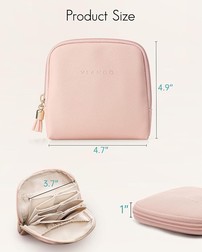 Vlando Small Travel Jewelry Organizer,Jewelry Pouch Bags,Velvet Jewelry Storage Bag for Bracelet Rings Earring,Portable Jewelry Travel Case for Traveler-Pink