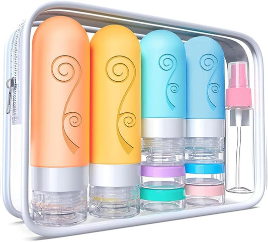 vodvob 16 Pack Travel Bottles Set for Toiletries, TSA Approved Travel Containers Leak Proof Silicone Squeezable Travel Accessories 2oz 3oz for Shampoo Conditioner Lotion Body Wash (BPA Free) (Orange)