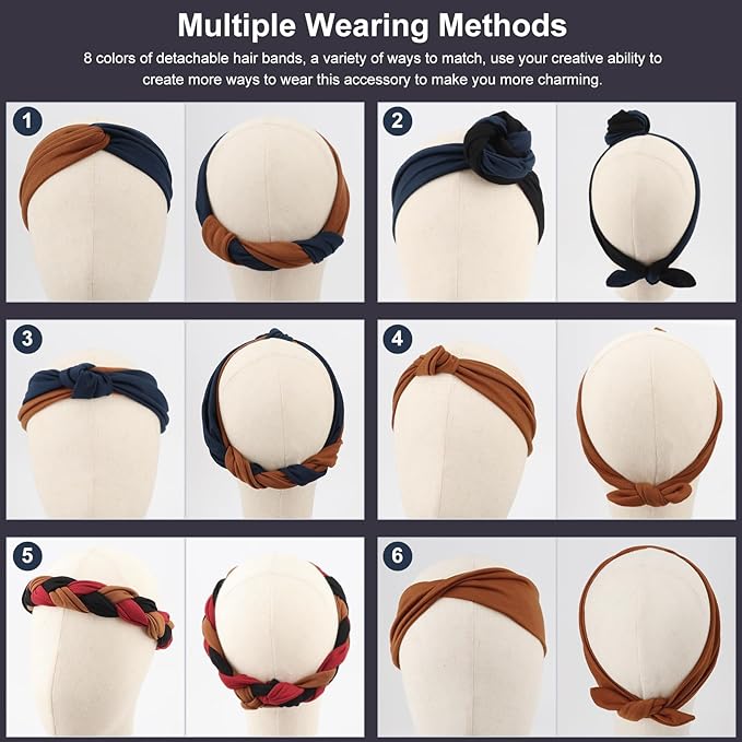 DRESHOW 4 Pack Adjustable Knotted Headbands Non Slip Elastic Yoga Hair Bands Solid Colors Headbands for Women and Girls