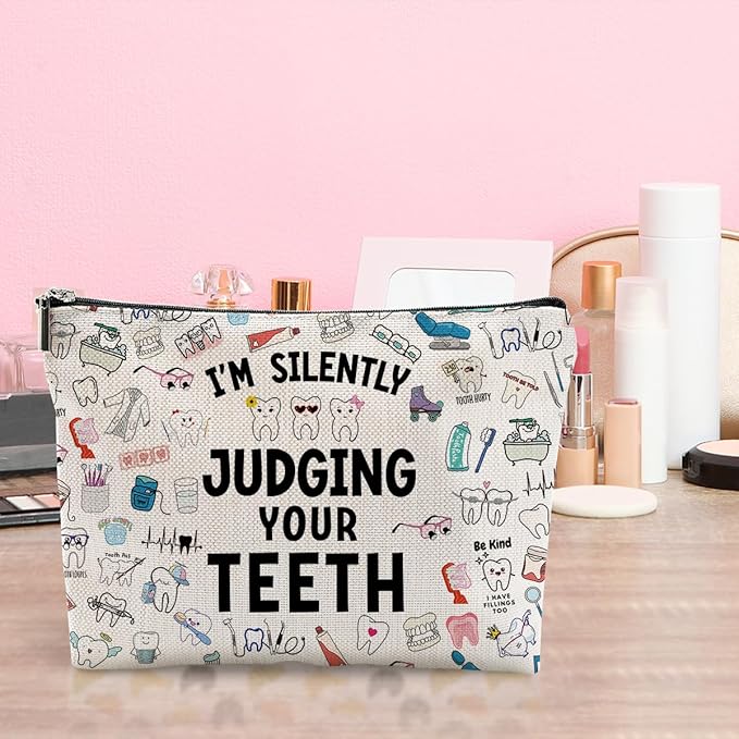 LONGXIN Dentist Gifts for Women Makeup Bag Dentist Gift Dental Hygienist Gift Dental Assistant Gift Dental Graduation Gift Thank You Gift Toiletry Makeup Organizer Zipper Pouch Cosmetic Bag